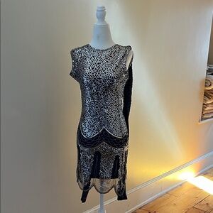 Source Unknown Black and Silver Asymmetrical Dress